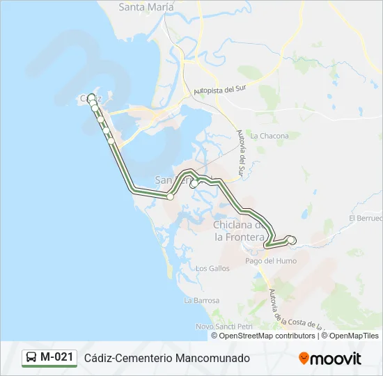 M-021 Bus Line Map