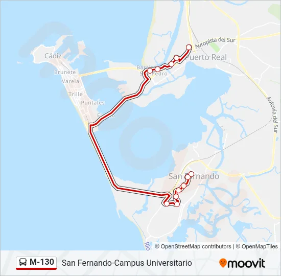 M-130 Bus Line Map