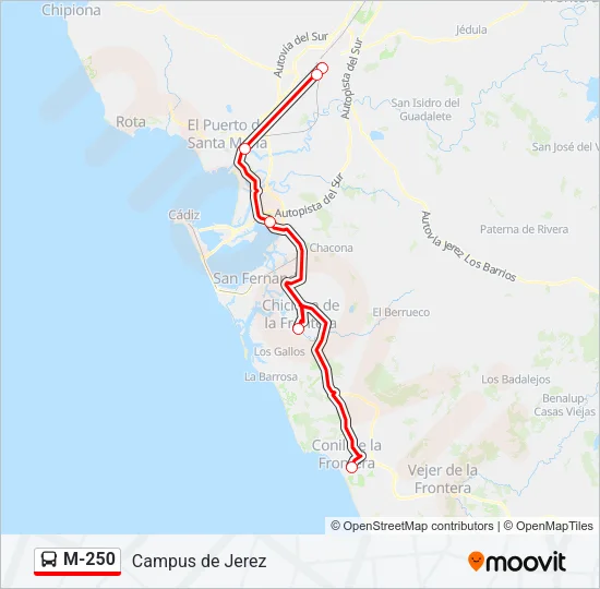 M-250 Bus Line Map