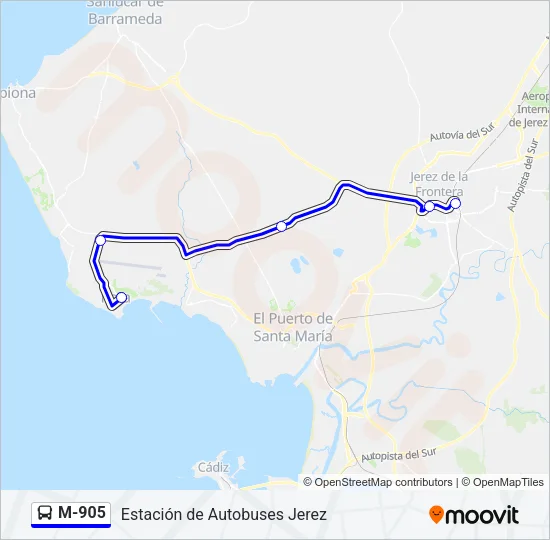 M-905 Bus Line Map