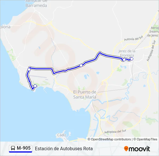 M-905 Bus Line Map