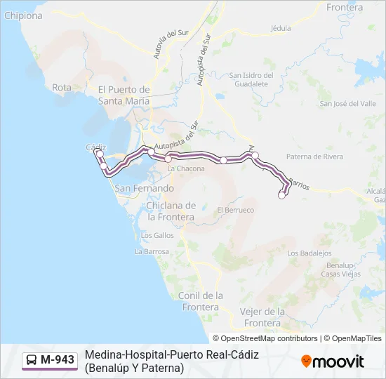 M-943 Bus Line Map