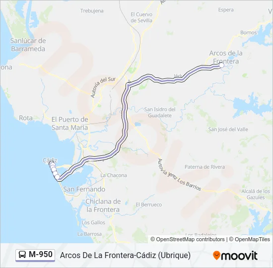 M-950 Bus Line Map
