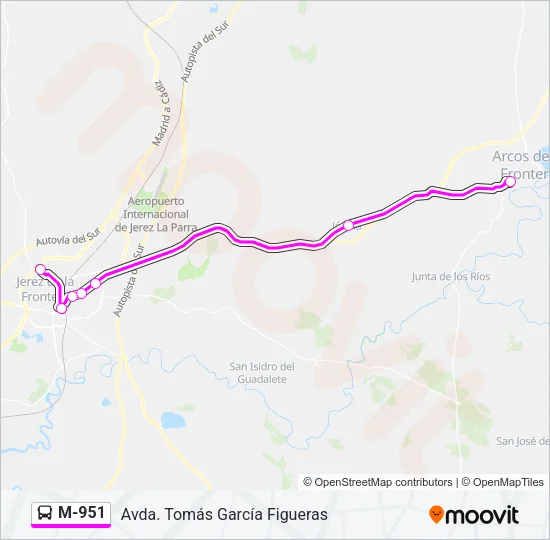 M-951 Bus Line Map
