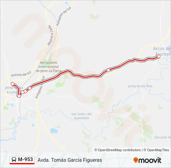 M-953 Bus Line Map