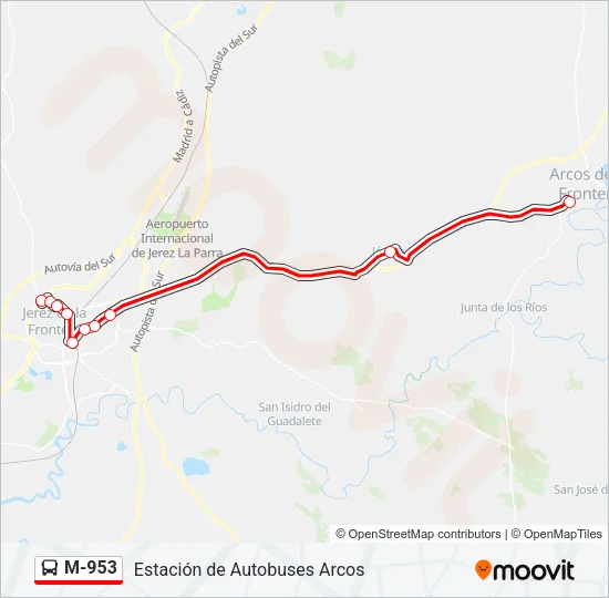 M-953 Bus Line Map