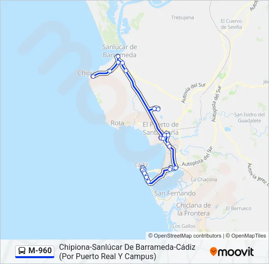 M-960 Bus Line Map