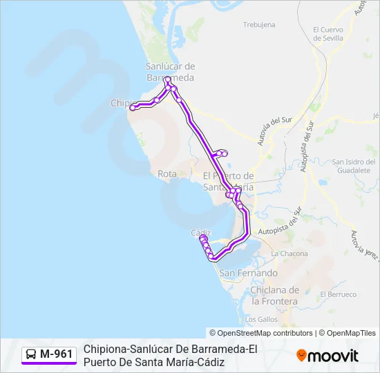 M-961 Bus Line Map