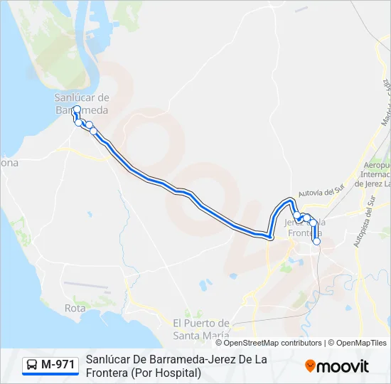 M-971 Bus Line Map