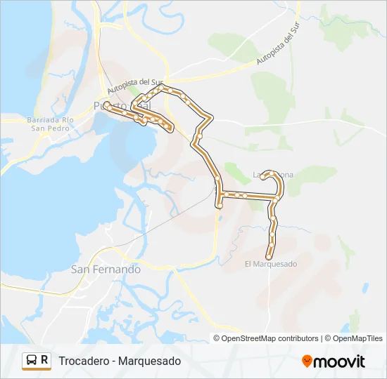 R Bus Line Map