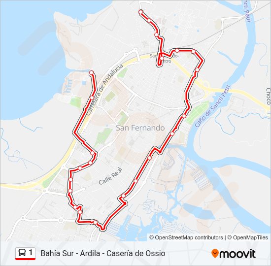 Mapa de 1 de autobús
