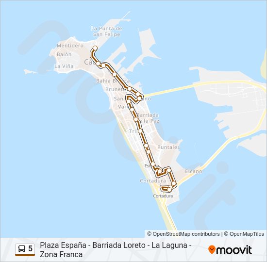 Mapa de 5 de autobús