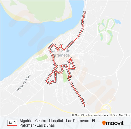 Mapa de 1 de autobús