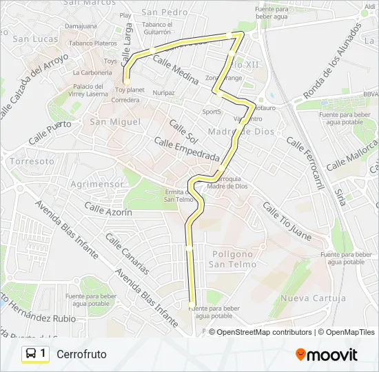 1 Bus Line Map