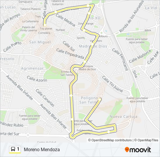 Mapa de 1 de autobús