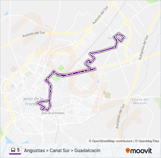 Mapa de 5 de autobús