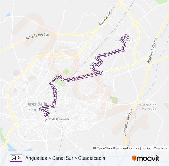 Mapa de 5 de autobús