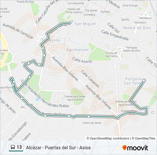 Mapa de 13 de autobús
