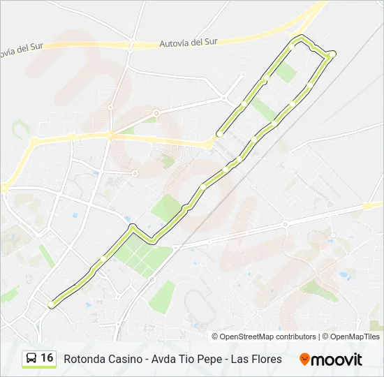 16 Bus Line Map