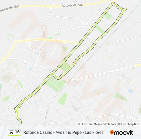 16 bus Mapa de línia