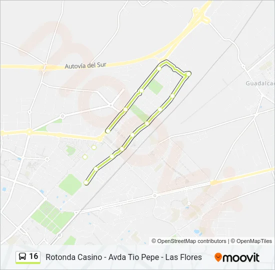 16 bus Mapa de línia