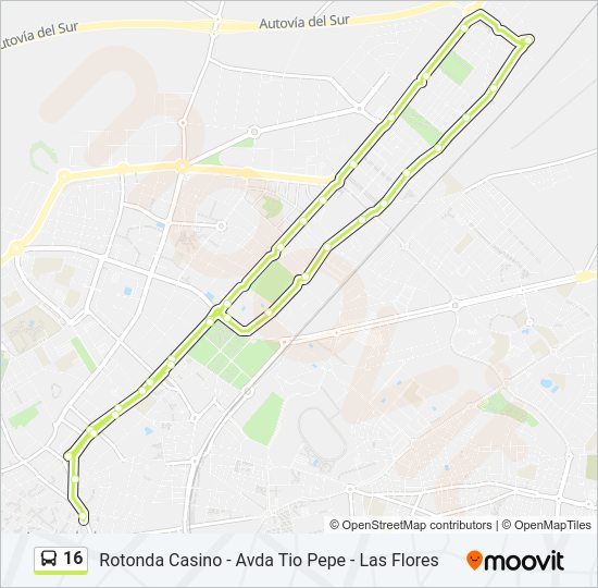 Mapa de 16 de autobús