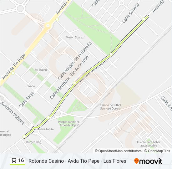 Mapa de 16 de autobús
