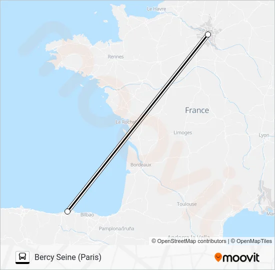 OPORTO-PARIS Bus Line Map