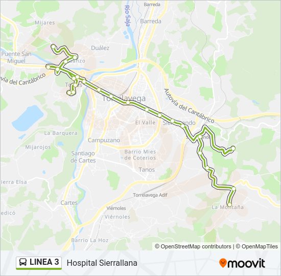 Mapa de LINEA 3 de autobús