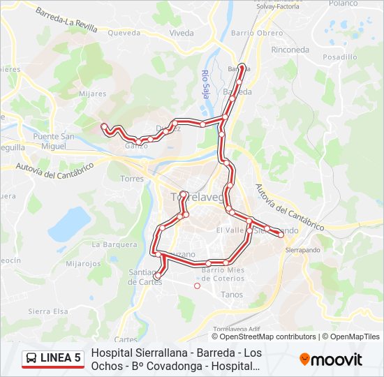 Mapa de LINEA 5 de autobús