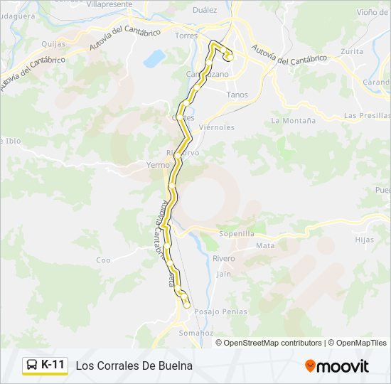 Mapa de K-11 de autobús