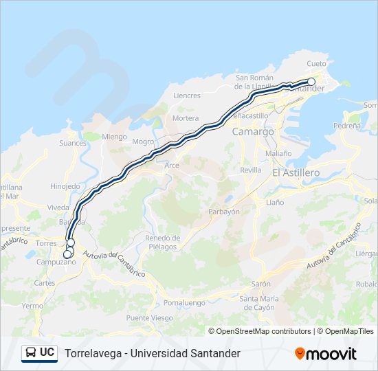 Mapa de UC de autobús