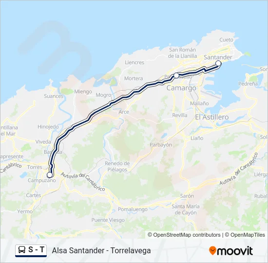 S - T Bus Line Map