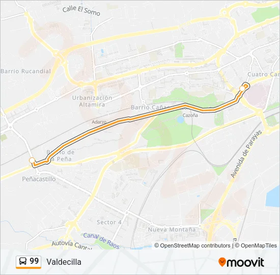 99 bus Mapa de línia