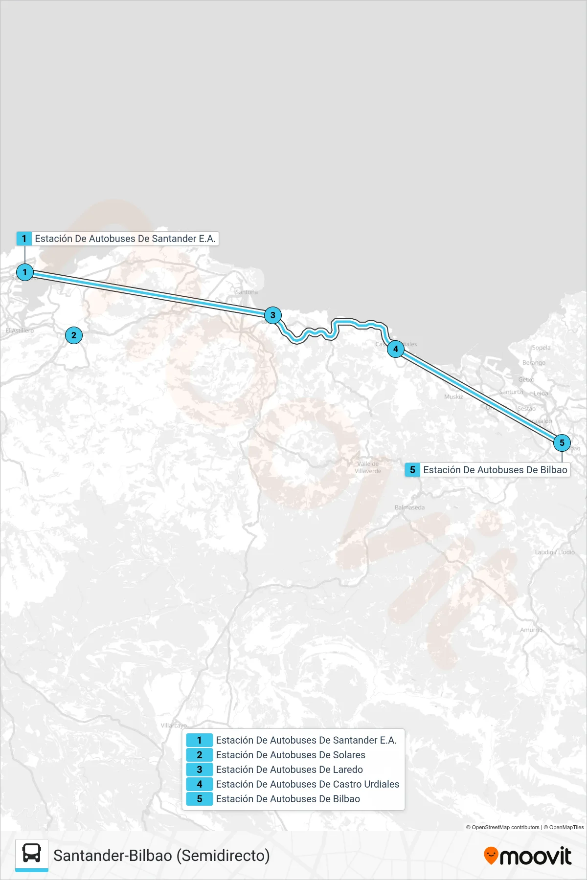 STDER-BILB bus Line (Bilbao) route and stops on a map