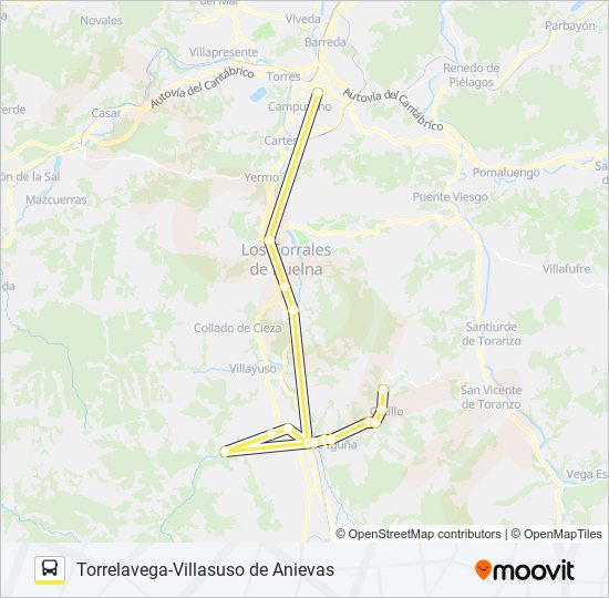 Mapa de TORRELAVEGA-VILLASUSO DE ANIEVAS de autobús