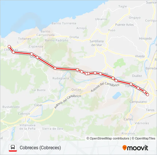 TORRELAVEGA-COBRECES Bus Line Map