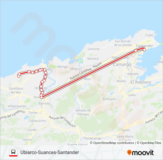 UBIARCO-SUANCES-SANTANDER Bus Line Map