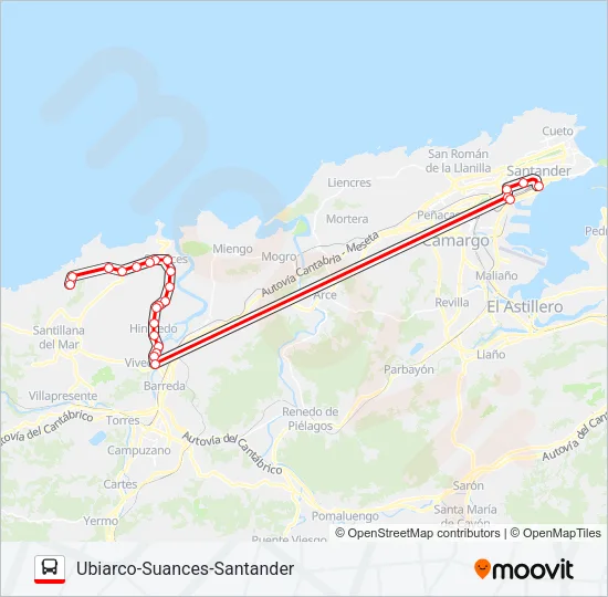 UBIARCO-SUANCES-SANTANDER Bus Line Map