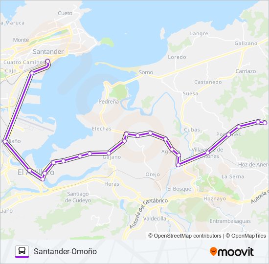 Mapa de SANTANDER-OMOÑO de autobús