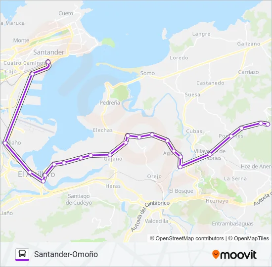 SANTANDER-OMOÑO Bus Line Map