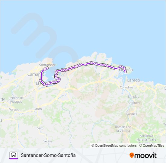 Mapa de SANTANDER-SOMO-SANTOÑA de autobús