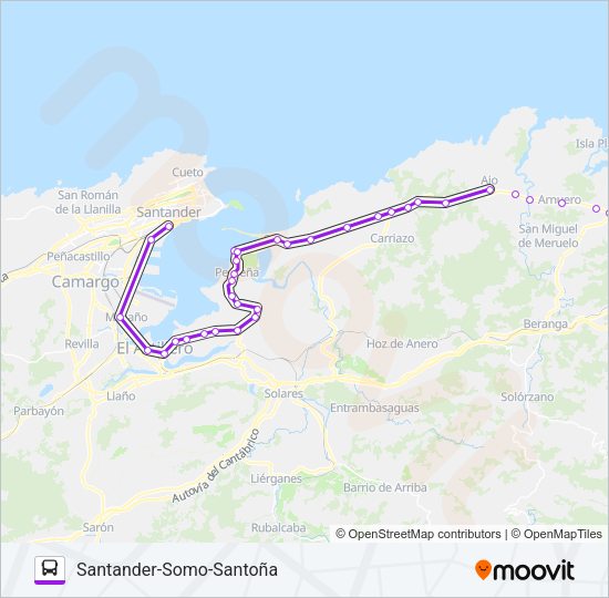Mapa de SANTANDER-SOMO-SANTOÑA de autobús