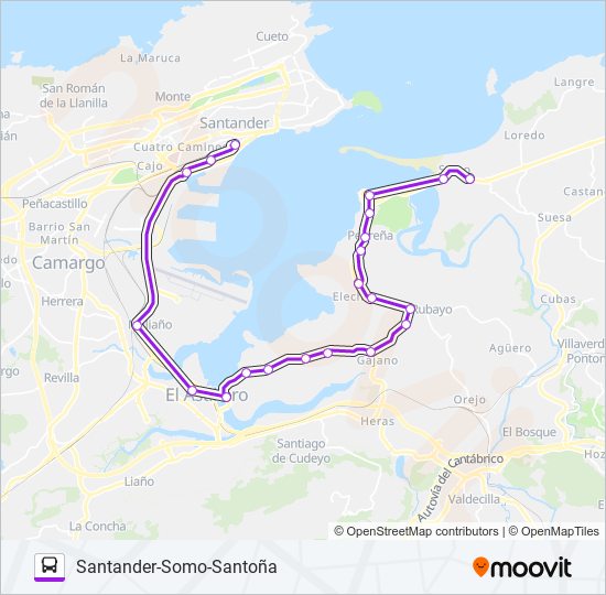Mapa de SANTANDER-SOMO-SANTOÑA de autobús