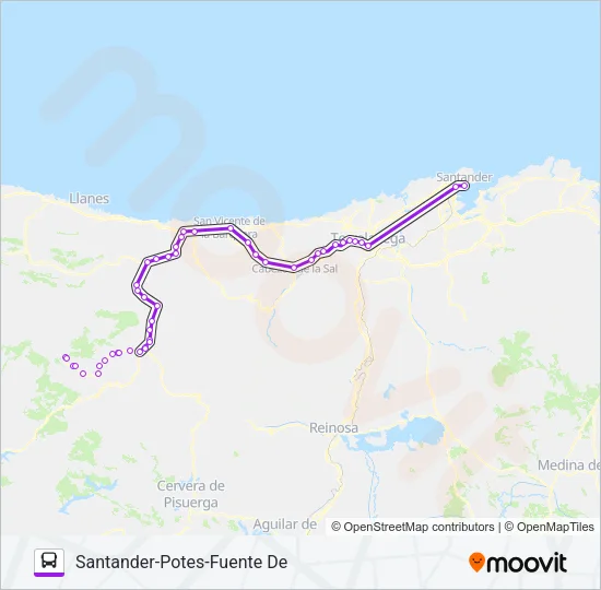 SANTANDER-POTES-FUENTE DE Bus Line Map