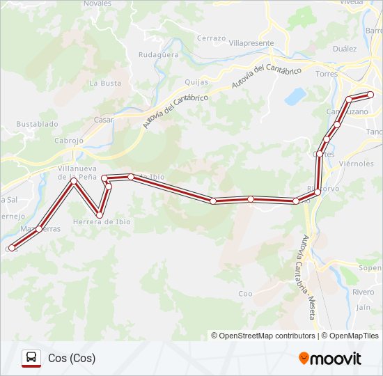 Mapa de TORRELAVEGA-COS de autobús