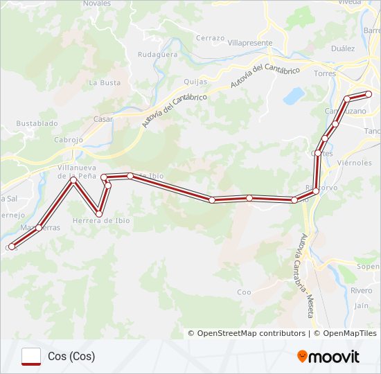 Mapa de TORRELAVEGA-COS de autobús