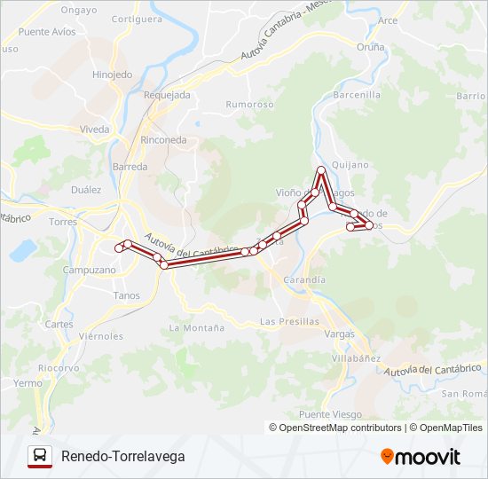 Mapa de RENEDO-TORRELAVEGA de autobús