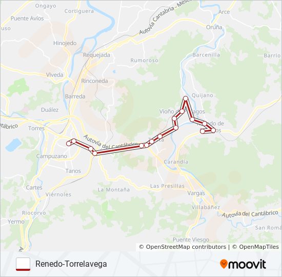 Mapa de RENEDO-TORRELAVEGA de autobús