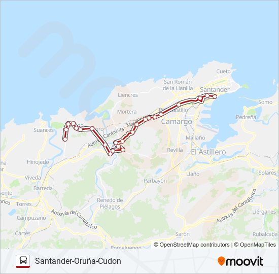 Mapa de SANTANDER-ORUÑA-CUDON de autobús